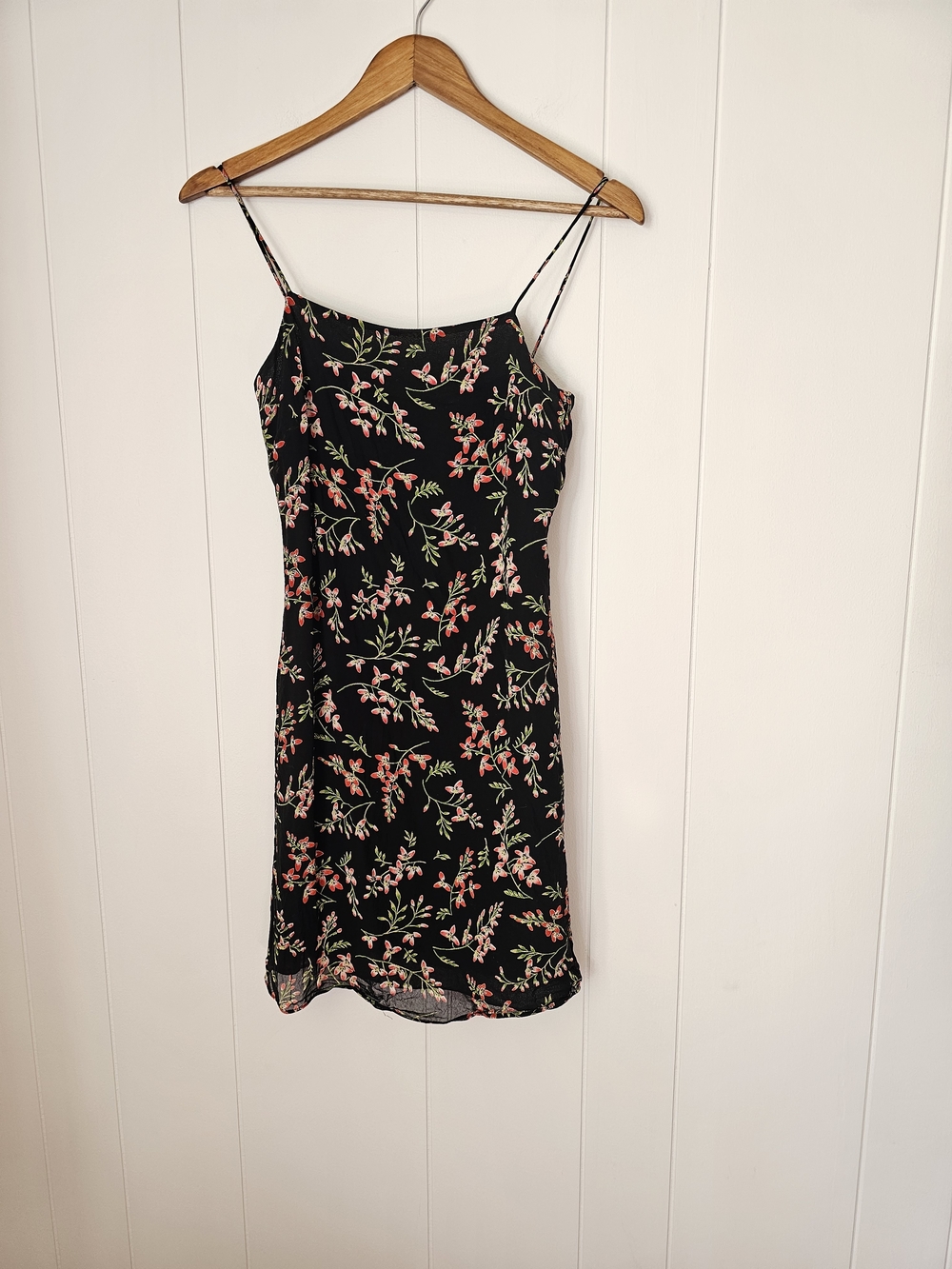 Vintage ESPIRIT Black Floral Slip Dress 90s Y2K